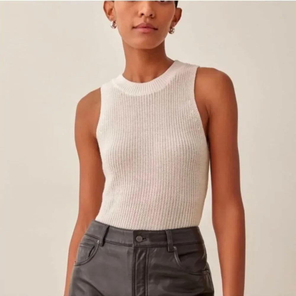 Reformation Lilac Tencel White Tank Knit Top S
